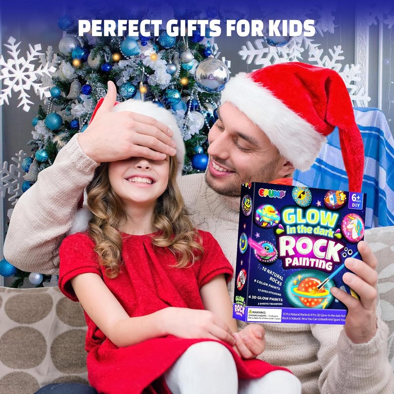 EPUMP Rock Painting Kit for Kids - Glow in The Dark Arts and Crafts Supplies Kits for Girls Boys - Kids Activities Creative Art Set Birthday Gifts DIY Paint Toys for Age 6 7 8 9 10 11 12 Years Old - Image 5